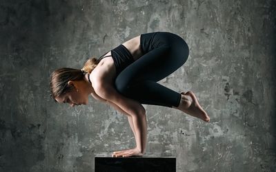 A balancing pose demonstrating stability and control.